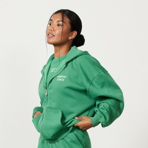 Vanquish Fitness Apple Green Rejuvenate Full Zip Oversized Hoodie Gröna | 1827-GHSYW