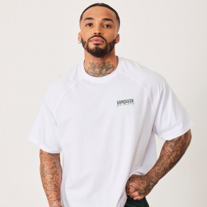 Vanquish Fitness BTY White Oversized Raglan T Shirt Vita | 2104-HIUWN