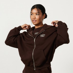 Vanquish Fitness Chestnut Brown Rejuvenate Full Zip Oversized Hoodie Bruna | 4710-TYMPC