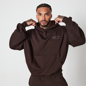 Vanquish Fitness Coffee Brown Signature Kollektion Oversized Pullover Hoodie Kaffe Bruna | 2741-GFATV