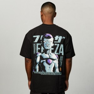 Vanquish Fitness DBZ Frieza Black Distressed Print Oversized T Shirt Svarta | 9673-EVTKP