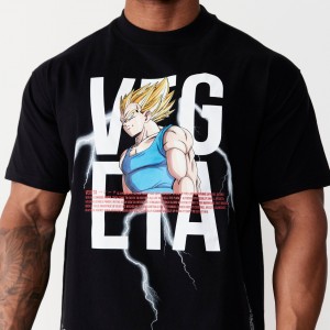 Vanquish Fitness DBZ Vegeta Black Oversized T Shirt Svarta | 0934-WIYZJ