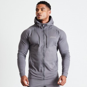 Vanquish Fitness Eclipse V2 Grey Full Zip Front Hoodie Grå | 9702-TVAHW