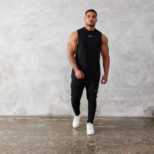 Vanquish Fitness Essential Black Oversized Ärmlös T Shirt Svarta | 8061-BJFYU