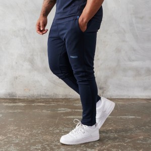 Vanquish Fitness Essential Navy Blue Tapered Fit Sweatpants Marinblå Blå | 7516-YMIVP