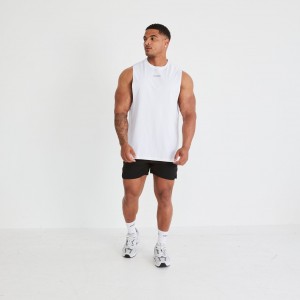 Vanquish Fitness Essential White Oversized Ärmlös T Shirt Vita | 8324-HRFML