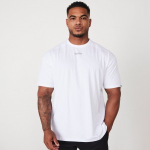 Vanquish Fitness Essential White Oversized T Shirt Vita | 6413-QHBRJ