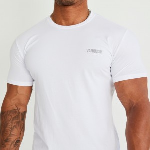 Vanquish Fitness Essential White Slim Fit Korta Sleeve T Shirt Vita | 2451-IZXWL