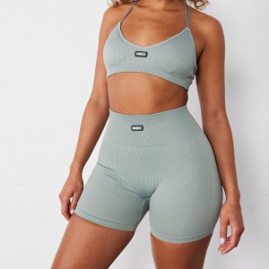 Vanquish Fitness Räfflad Seamless Slate Grey Cross Back Low Support Bra Grå | 6358-KYCZE