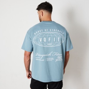 Vanquish Fitness TSP Atlas Blue Worldwide Oversized T Shirt Blå | 6941-FDHTV