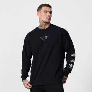 Vanquish Fitness TSP Black 2023 Collective Long Sleeve Oversized T Shirt Svarta | 6201-JFMBV