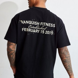 Vanquish Fitness TSP Black Birthday Oversized T Shirt Svarta | 6912-UGXRM