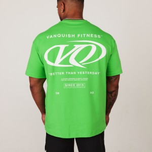 Vanquish Fitness TSP Neon Green Racing Oversized T Shirt Gröna | 4108-XRJPE