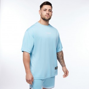 Vanquish Fitness Throwback Blue Oversized T Shirt Blå | 2365-FICOG