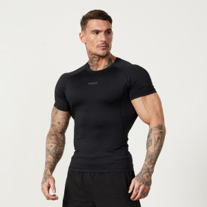 Vanquish Fitness Utility Black Korta Sleeve Base Layer Top Svarta | 7435-LUBKP