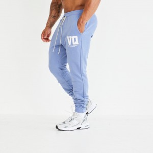 Vanquish Fitness Washed Blue Varsity Tapered Sweatpants Blå | 9327-HYDGQ