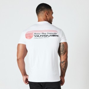 Vanquish Fitness White Athletics Division Fitted T Shirt Vita | 5190-YZNFT