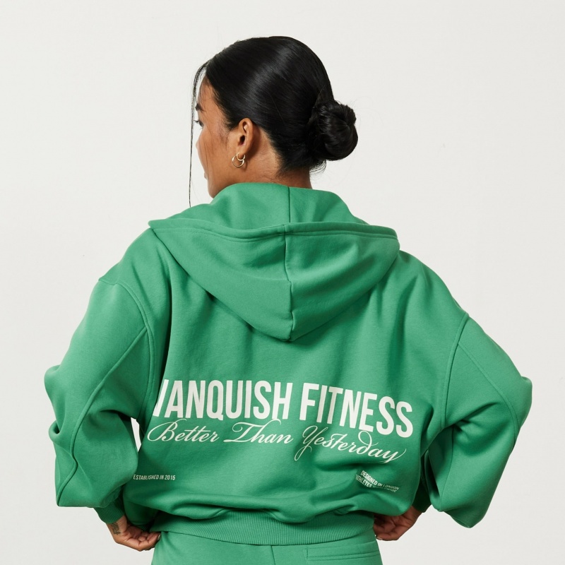 Vanquish Fitness Apple Green Rejuvenate Full Zip Oversized Hoodie Gröna | 1827-GHSYW