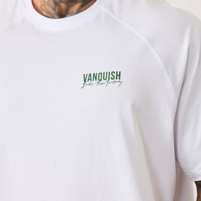 Vanquish Fitness BTY White Oversized Raglan T Shirt Vita | 2104-HIUWN