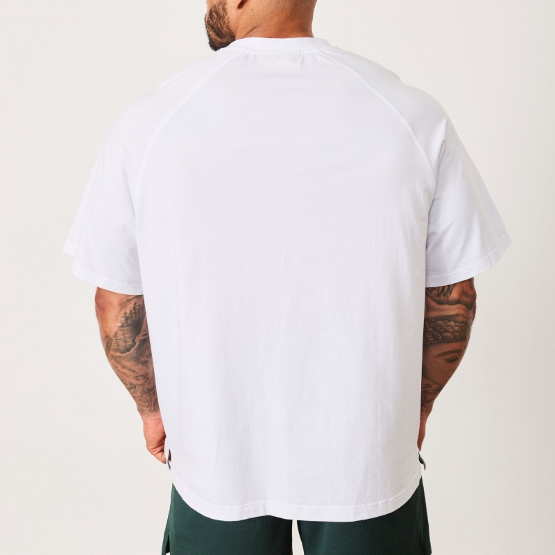 Vanquish Fitness BTY White Oversized Raglan T Shirt Vita | 2104-HIUWN