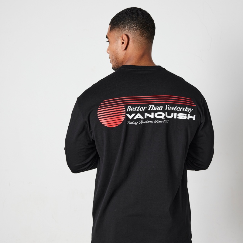 Vanquish Fitness Black Athletics Division Oversized Long Sleeve T Shirt Svarta | 5836-BXDNR