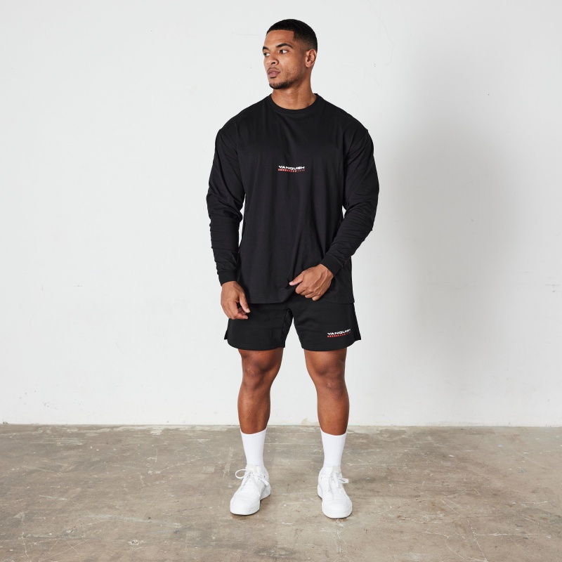 Vanquish Fitness Black Athletics Division Oversized Long Sleeve T Shirt Svarta | 5836-BXDNR