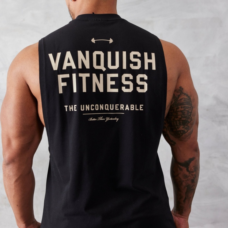 Vanquish Fitness Black Unconquerable Oversized Ärmlös T Shirt Svarta | 8702-YXGQN