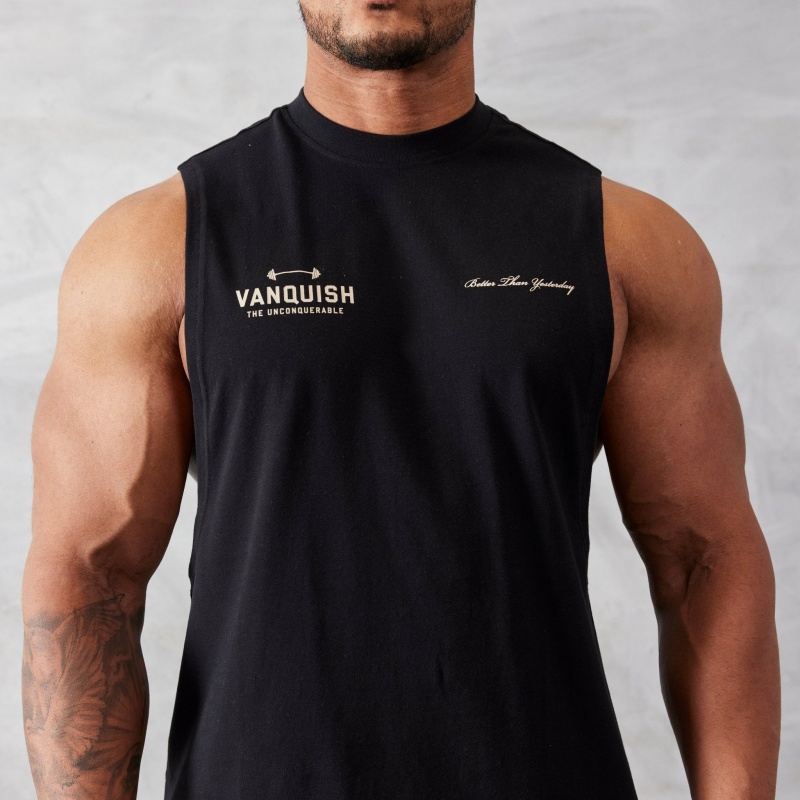 Vanquish Fitness Black Unconquerable Oversized Ärmlös T Shirt Svarta | 8702-YXGQN