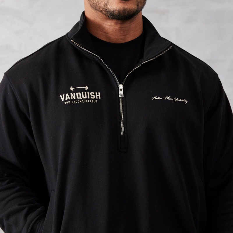 Vanquish Fitness Black Unconquerable Quarter Zip Tröja Svarta | 0137-LQRAU