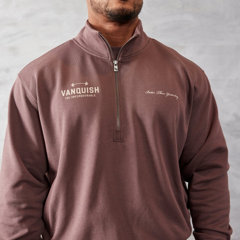 Vanquish Fitness Brown Unconquerable Quarter Zip Tröja Bruna | 6195-ZYGIE