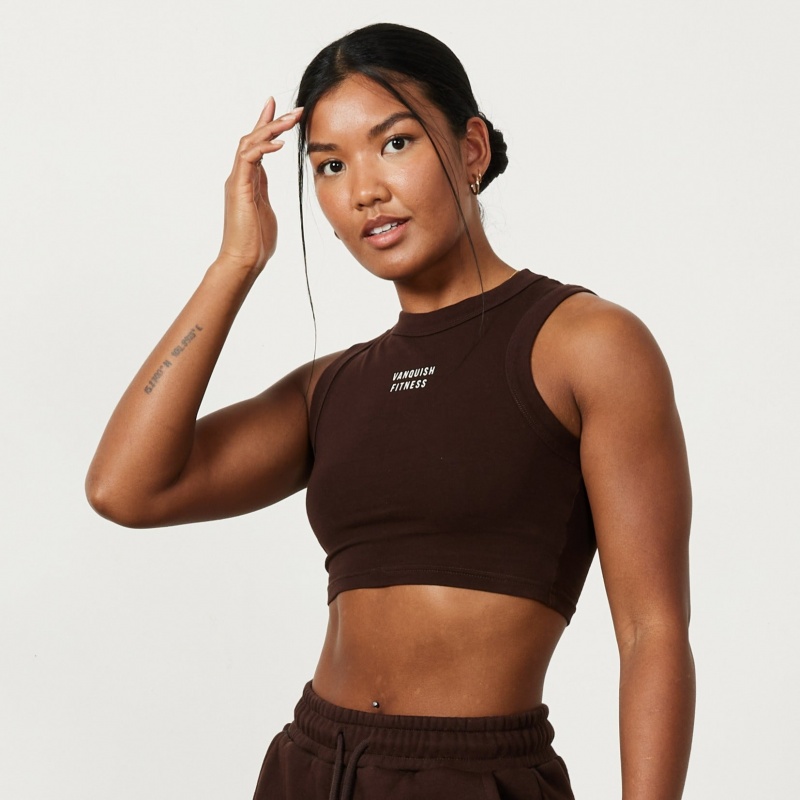 Vanquish Fitness Chestnut Brown Rejuvenate Cropped Tank Top Bruna | 8670-OBXIS