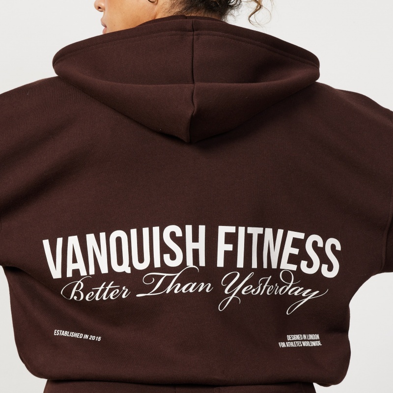 Vanquish Fitness Chestnut Brown Rejuvenate Full Zip Oversized Hoodie Bruna | 4710-TYMPC