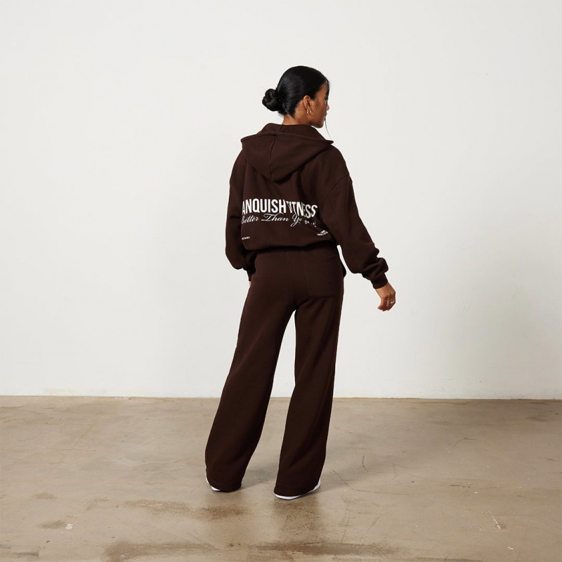 Vanquish Fitness Chestnut Brown Rejuvenate Full Zip Oversized Hoodie Bruna | 4710-TYMPC