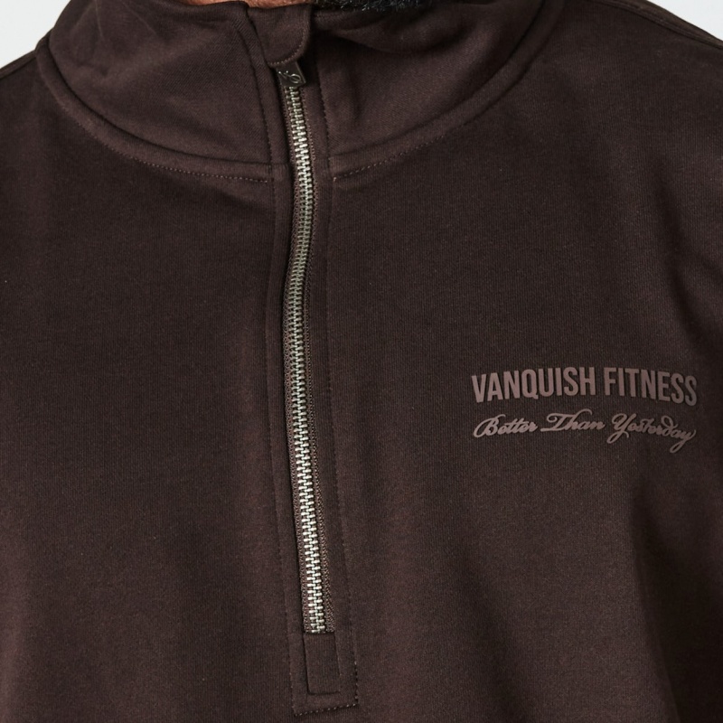 Vanquish Fitness Coffee Brown Signature Kollektion Quarter Zip Tröja Kaffe Bruna | 0624-NRHZJ