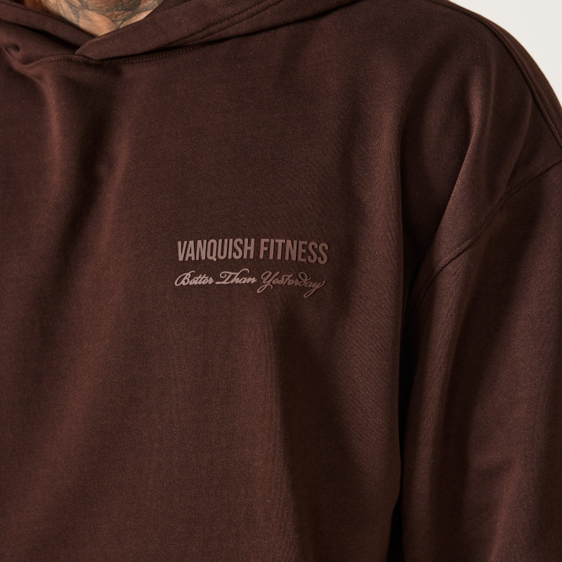 Vanquish Fitness Coffee Brown Signature Kollektion Oversized Pullover Hoodie Kaffe Bruna | 2741-GFATV