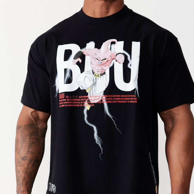 Vanquish Fitness DBZ Buu Black Oversized T Shirt Svarta | 5891-OUKHR