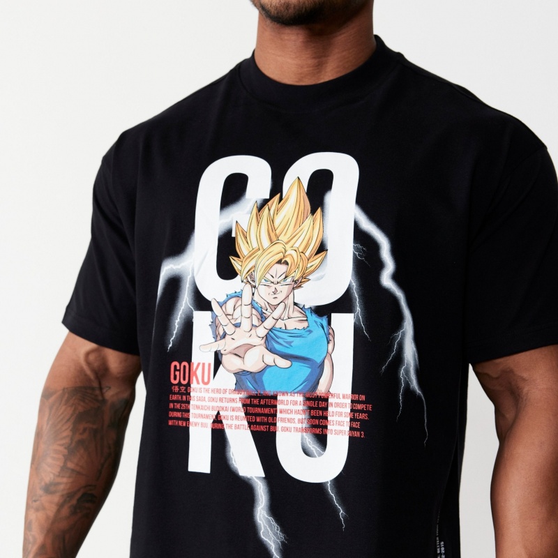 Vanquish Fitness DBZ Goku Black Oversized T Shirt Svarta | 3268-WSAPE