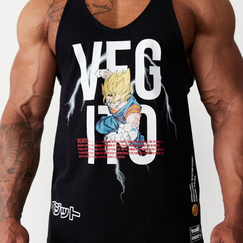 Vanquish Fitness DBZ Vegito Black Stringer Vest Svarta | 2847-PDIOZ