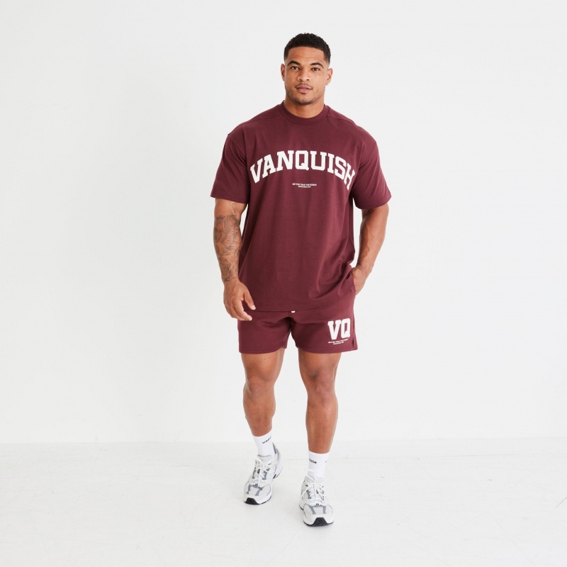 Vanquish Fitness Dark Burgundy Varsity Shorts Mörkvinröda | 8304-AUKBD