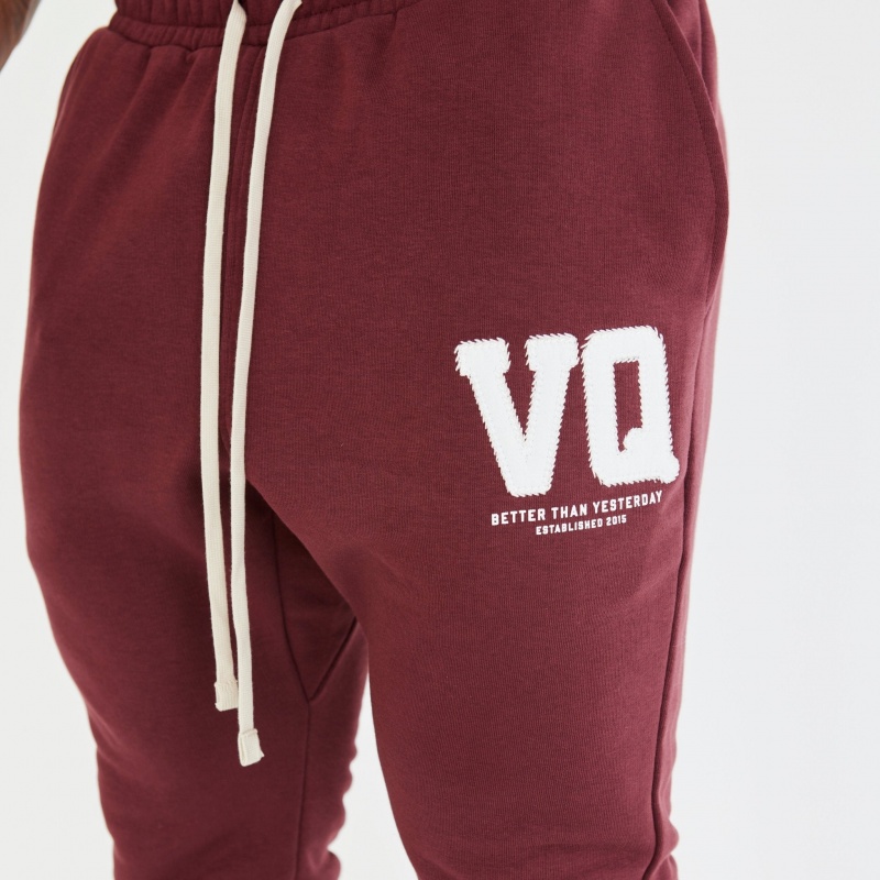 Vanquish Fitness Dark Burgundy Varsity Tapered Sweatpants Mörkvinröda | 1460-RLDHV