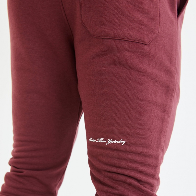 Vanquish Fitness Dark Burgundy Varsity Tapered Sweatpants Mörkvinröda | 1460-RLDHV