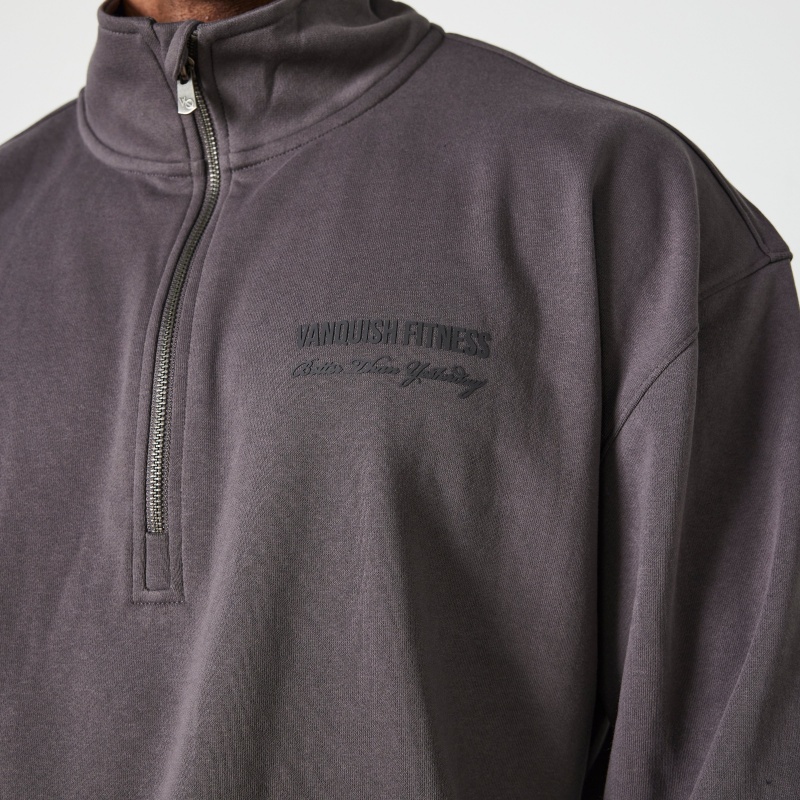 Vanquish Fitness Dark Grey Signature Kollektion Quarter Zip Tröja Mörkgrå | 3921-XNUPQ