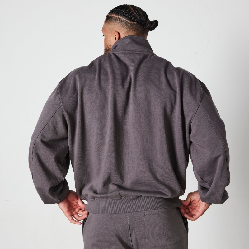 Vanquish Fitness Dark Grey Signature Kollektion Quarter Zip Tröja Mörkgrå | 3921-XNUPQ