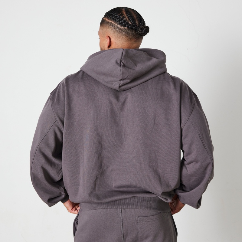 Vanquish Fitness Dark Grey Signature Kollektion Oversized Pullover Hoodie Mörkgrå | 2160-BGKFJ