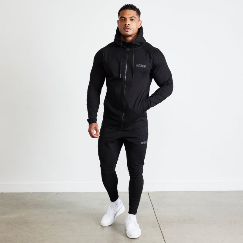 Vanquish Fitness Eclipse V2 Black Full Zip Front Hoodie Svarta | 5238-DTMNW