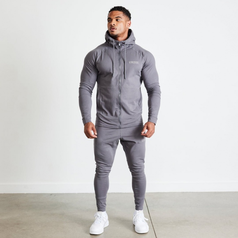 Vanquish Fitness Eclipse V2 Grey Full Zip Front Hoodie Grå | 9702-TVAHW