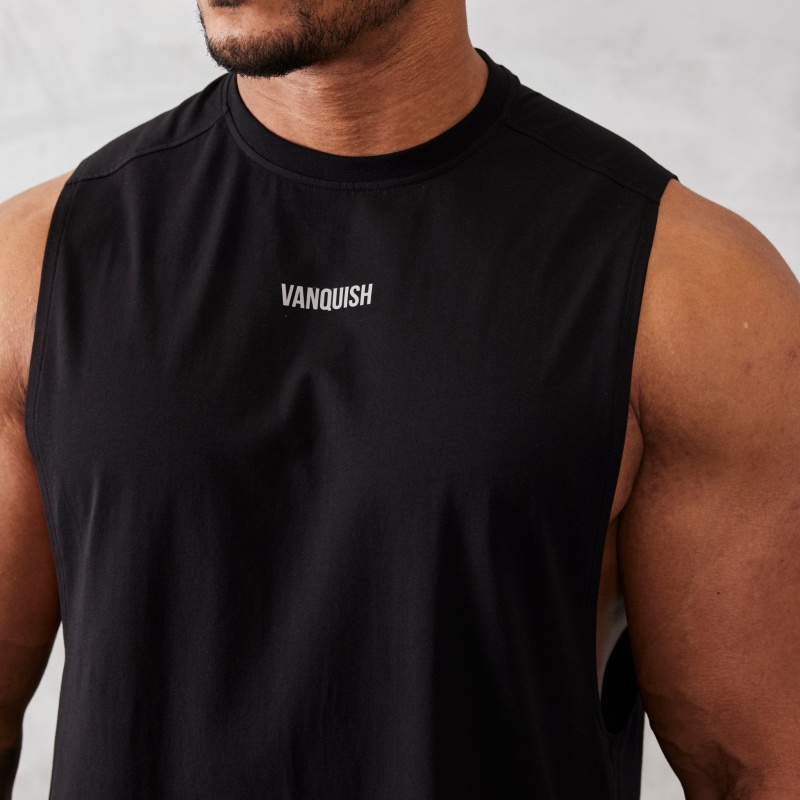 Vanquish Fitness Essential Black Oversized Ärmlös T Shirt Svarta | 8061-BJFYU