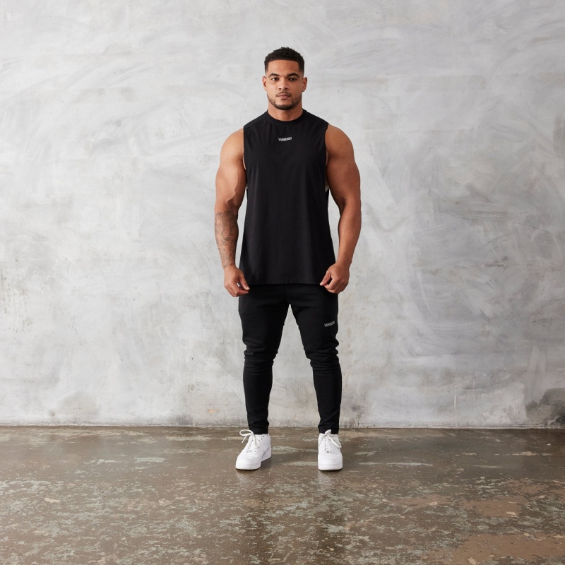 Vanquish Fitness Essential Black Oversized Ärmlös T Shirt Svarta | 8061-BJFYU