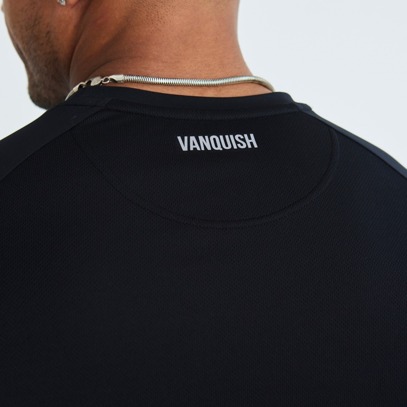 Vanquish Fitness Essential Black Performance Korta Sleeve T Shirt Svarta | 0732-XSMQU