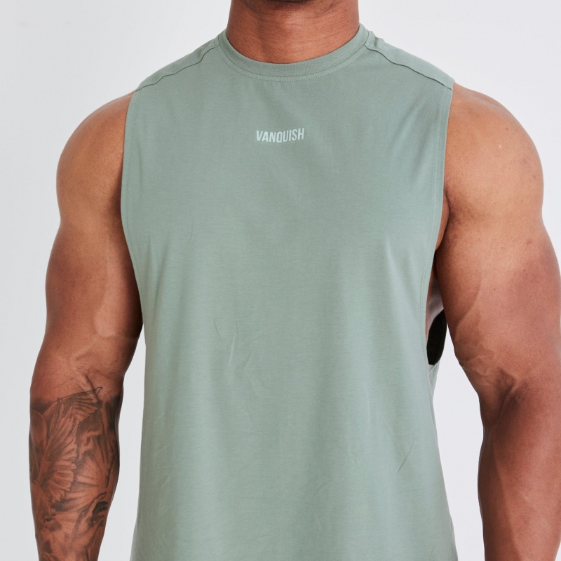 Vanquish Fitness Essential Green Oversized Ärmlös T Shirt Gröna | 4730-GPLHE